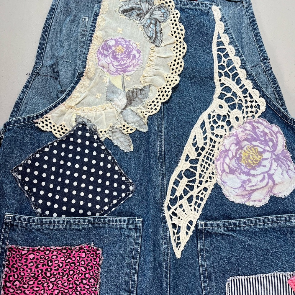 Faded Glory Floral Patchwork Denim Jumpsuit - Picture 8 of 17